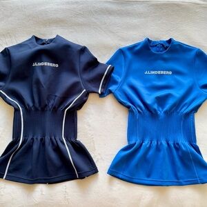 2Pcs J.Lindeberg Navy and Blue Golf Tops, Size S